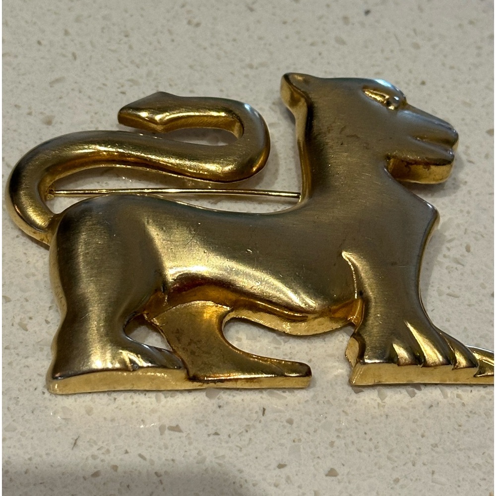 Large signed “C” Mythical Griffin Lion Pin in gold tone. Owned since 1980’s